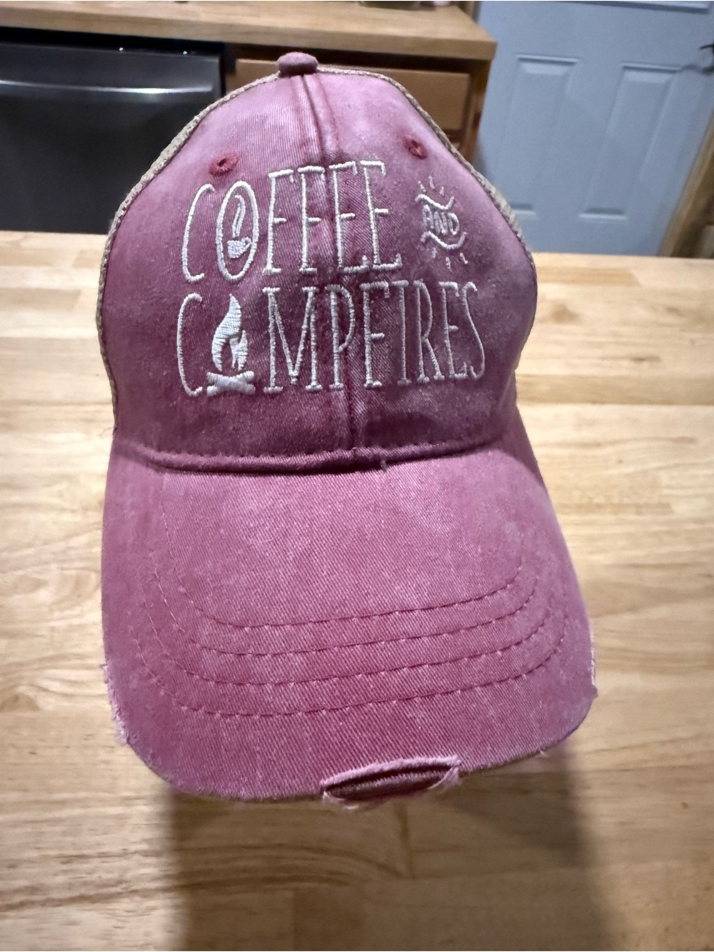 & Other Stories Dusty Rose 'Coffee and Campfires' Embroidered Baseball Cap